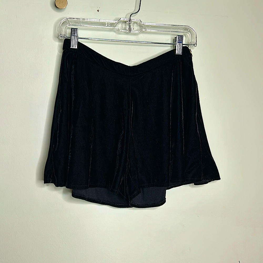 High Waisted Black Velvet Shorts